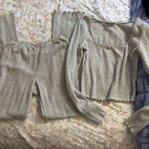 Pink Rose Ribbed Lounge/Sleep Set